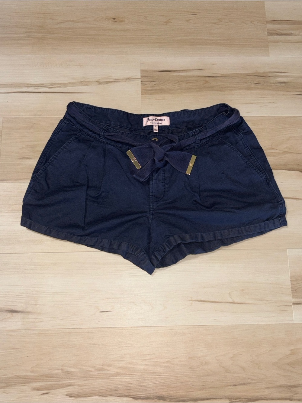 Juicy Couture Navy High-Waist Tie Front Shorts